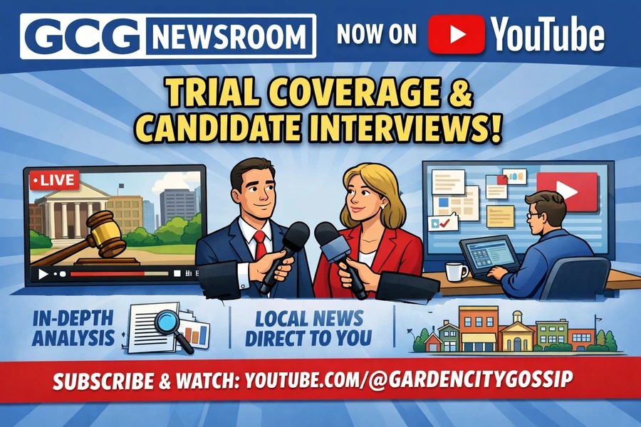 GCG Newsroom YouTube channel featuring Janell Carwell trial coverage and local candidate interviews