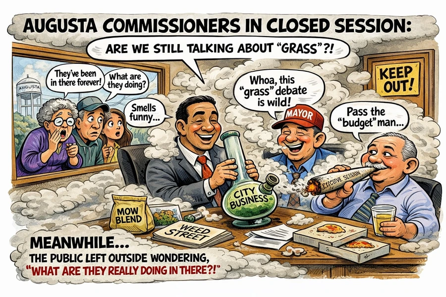 Featured image accompanying Locked in a Room Talking “Grass”? Augusta Commissioners Blaze Through Public Time, Then Go Up in SmokeCommission Hearing Draft