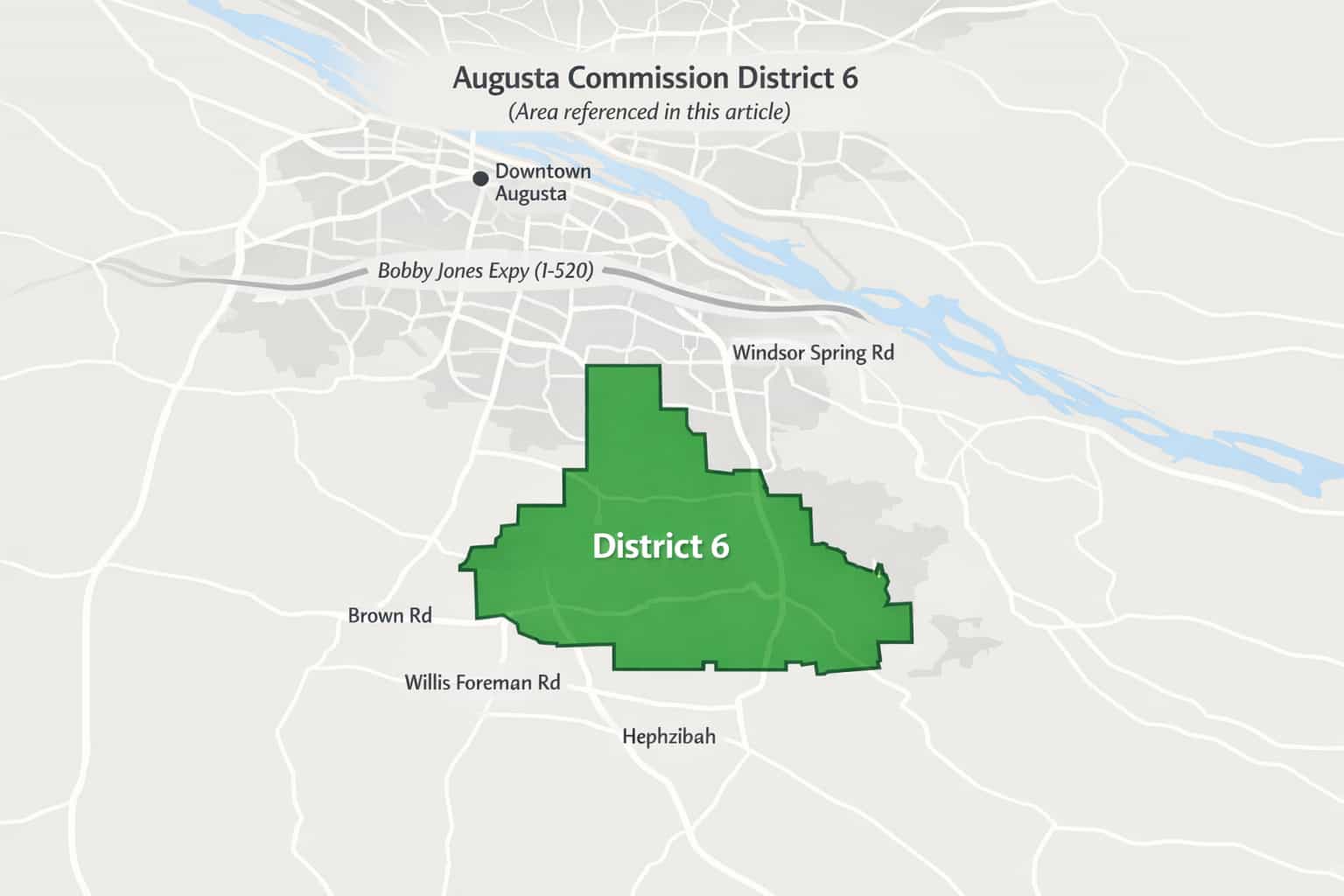 Rough Map of District 6 in Augusta, Georgia