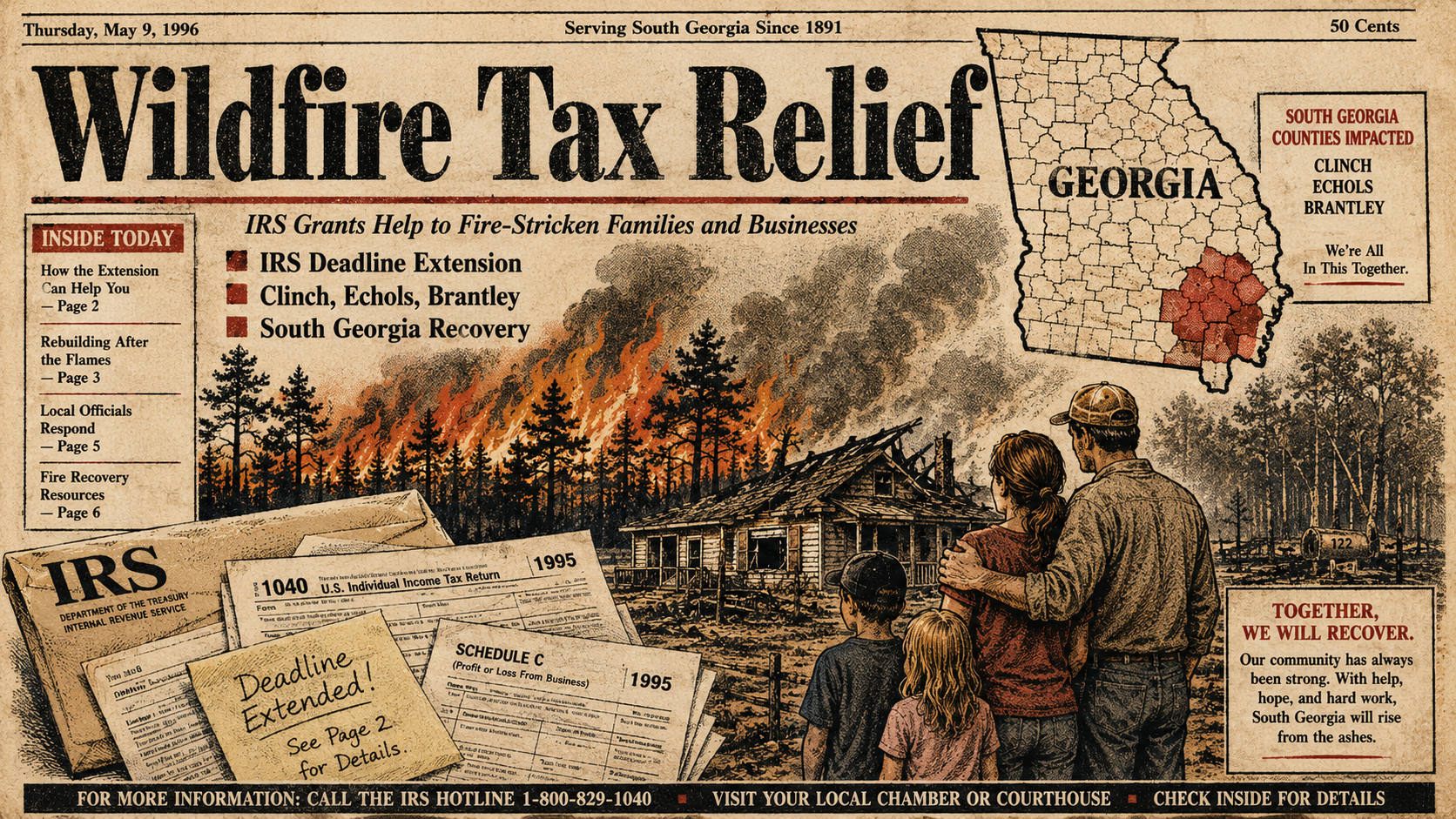 Georgia and IRS Extend Tax Deadlines for South Georgia Wildfire Victims
