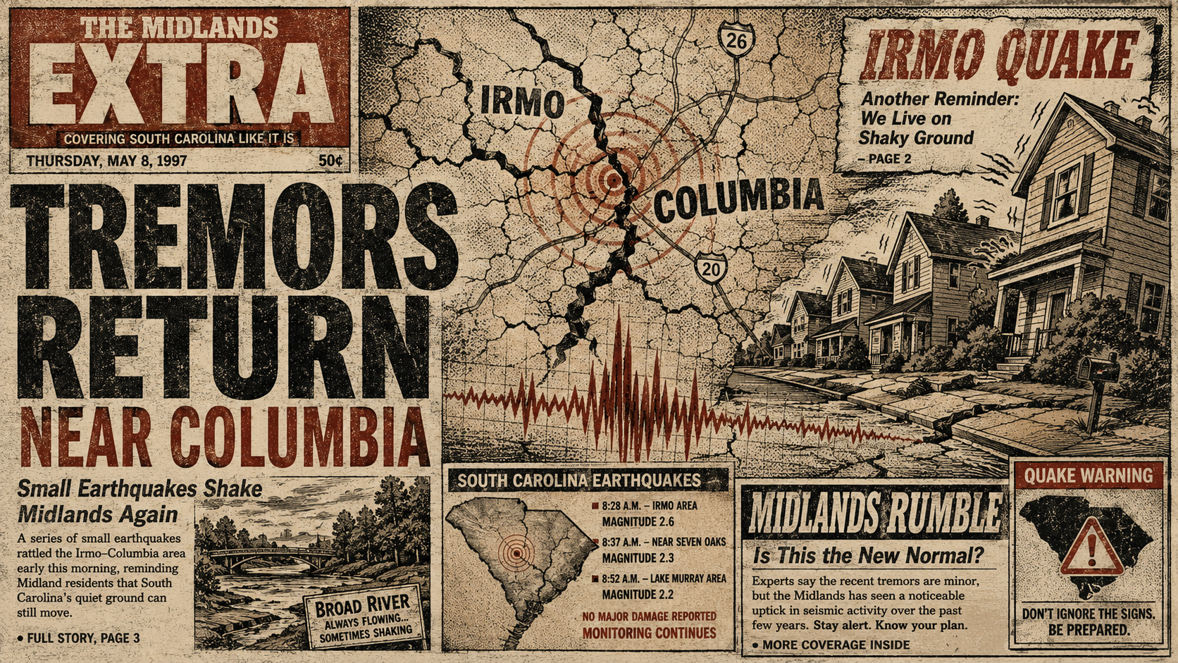 Tremors Return Near Columbia as South Carolina Logs Another Small Earthquake