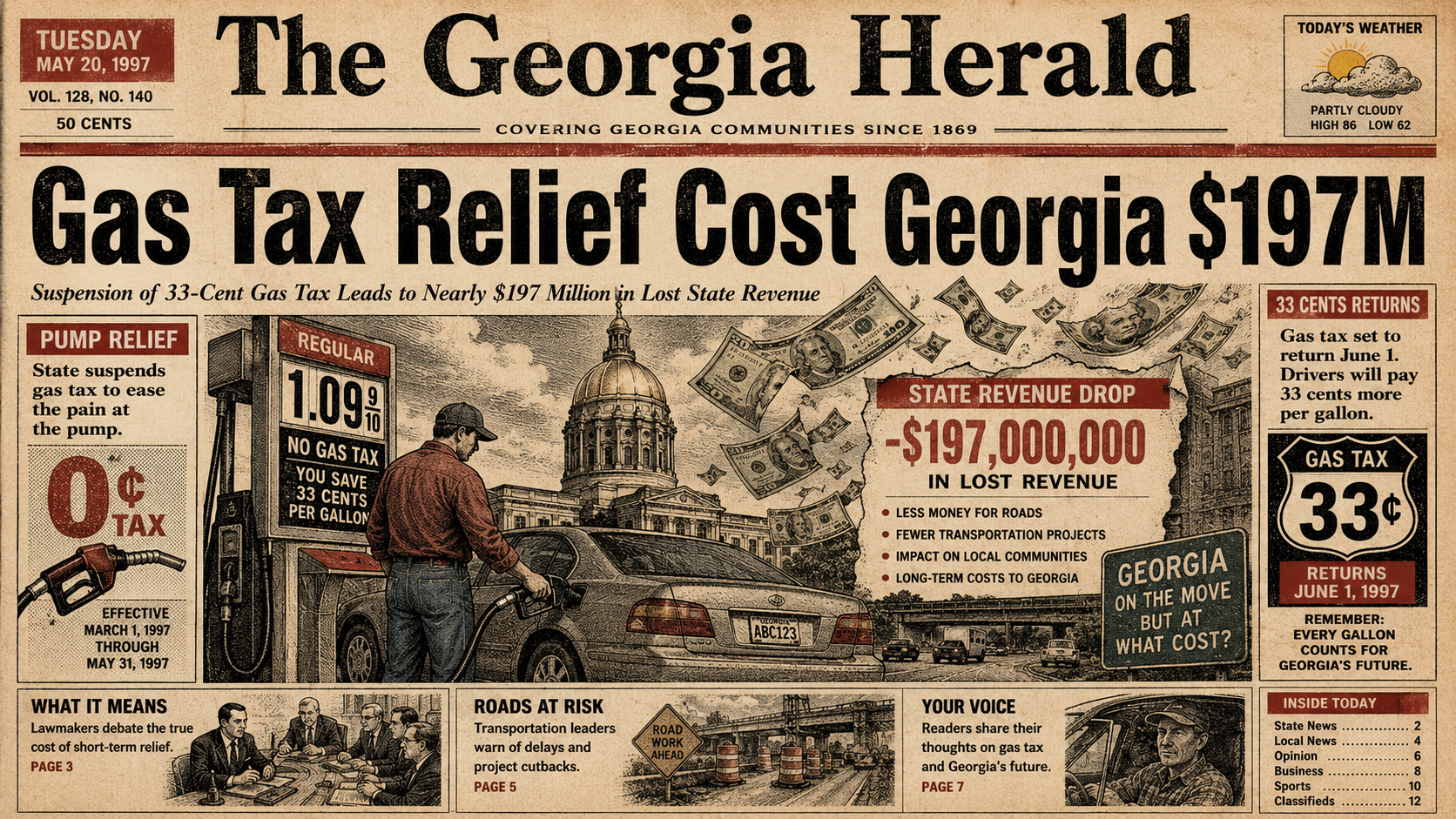 Georgia Gas Tax Suspension Cost the State Nearly $197 Million in May Revenue
