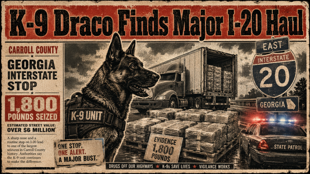 K-9 Draco Helps Georgia Troopers Seize More Than 1,800 Pounds of Marijuana on I-20