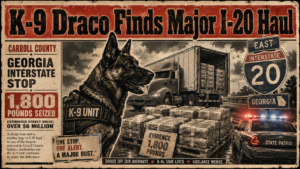 K-9 Draco Helps Georgia Troopers Seize More Than 1,800 Pounds of Marijuana on I-20