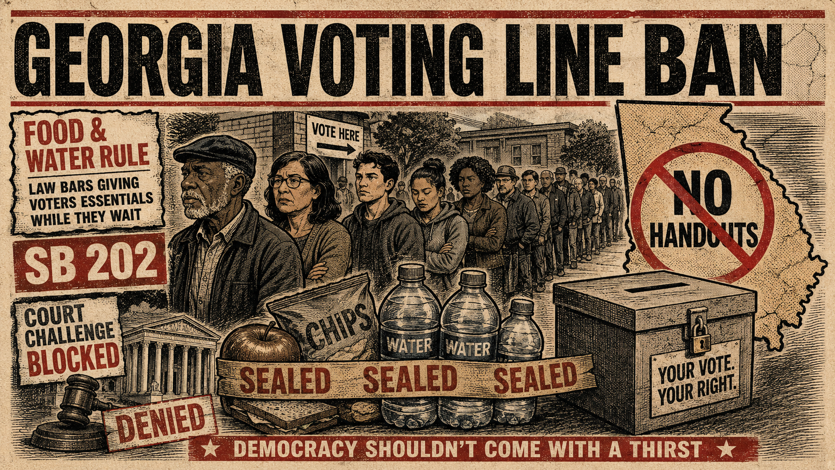 Judge Keeps Georgia’s Food and Water Ban in Place as Voting-Rights Fight Continues