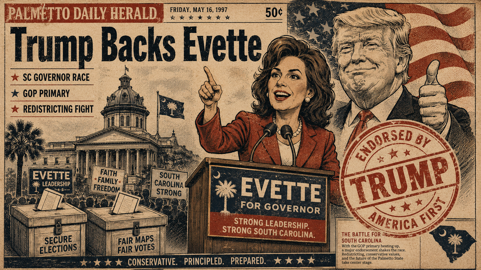 Trump Endorses Pamela Evette as South Carolina Governor