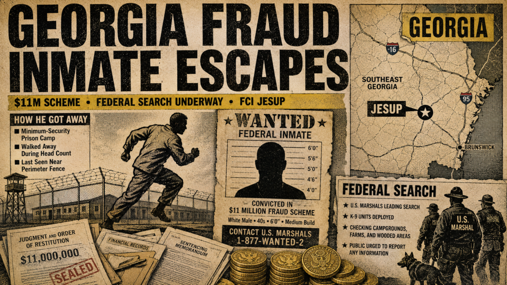 Georgia Fraud Inmate Escapes Federal Prison Camp
