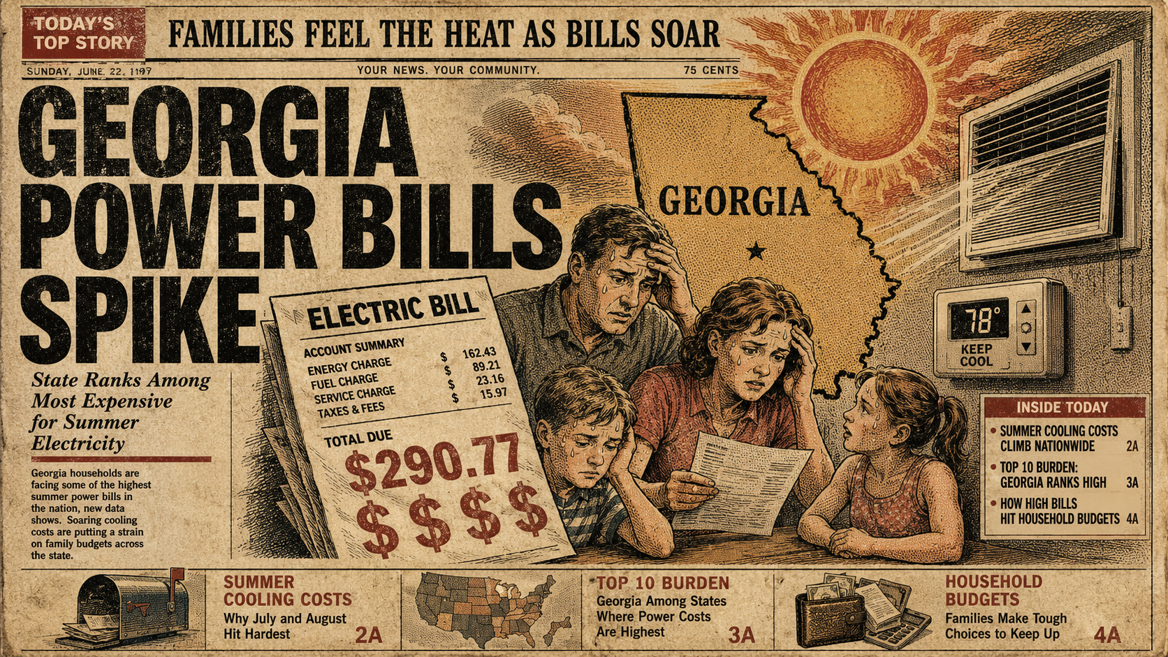 Georgia Ranks 8th for Summer Electricity Burden as Cooling Costs Hit Household Budgets