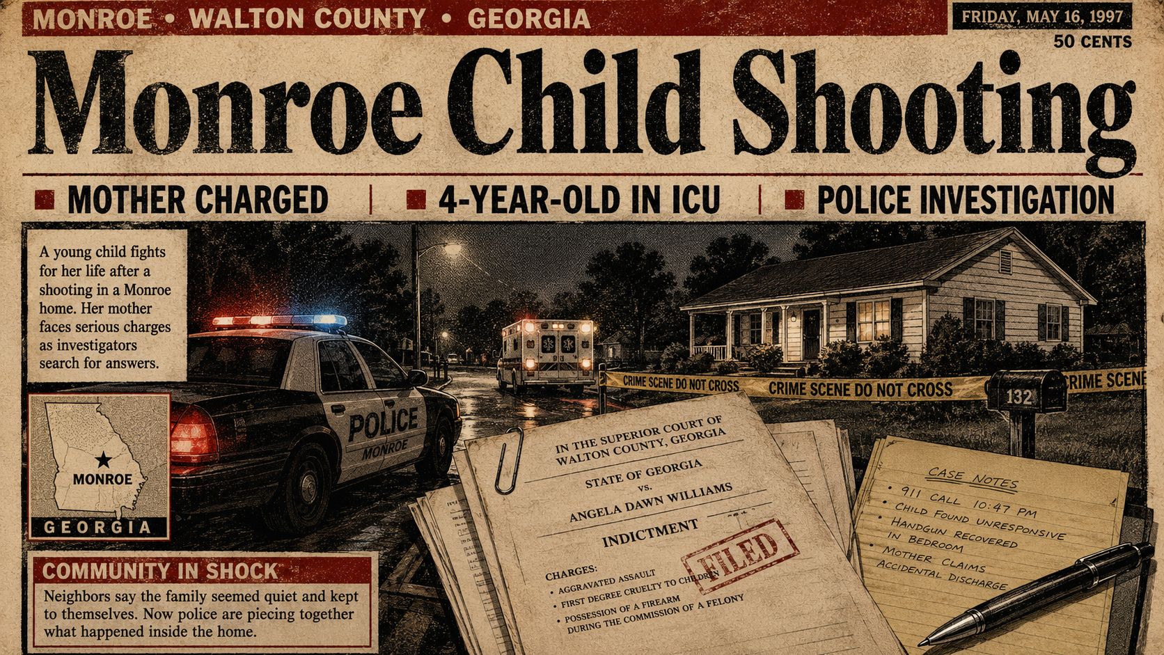Mother Charged After 4-Year-Old Girl Shot in Monroe