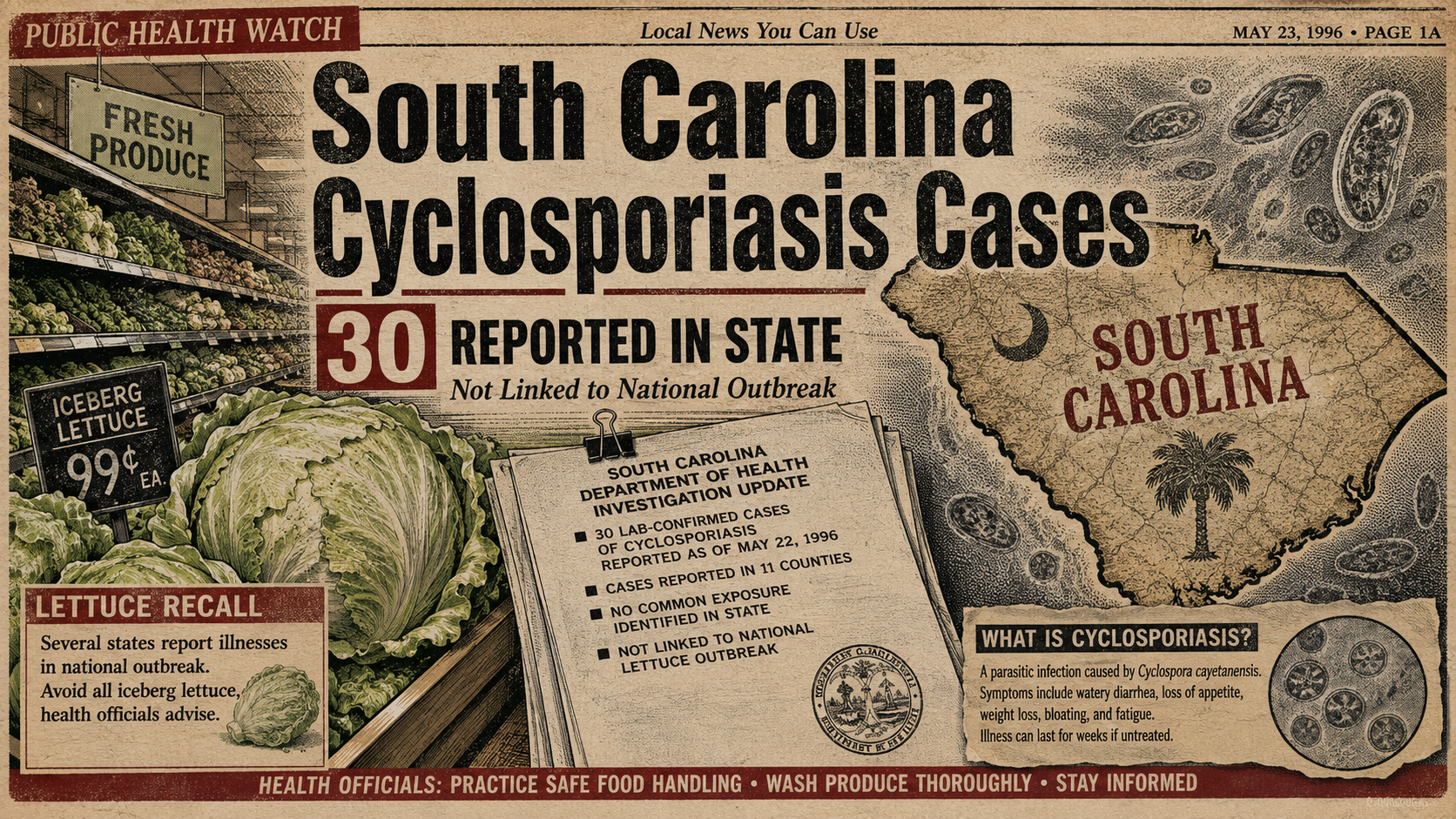 South Carolina Reports 30 Cyclosporiasis Cases