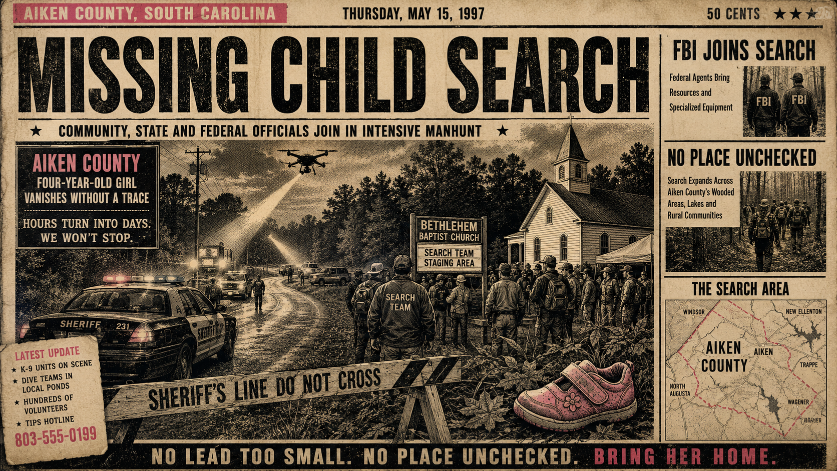 FBI Joins Search for Missing 4-Year-Old Girl in Aiken County